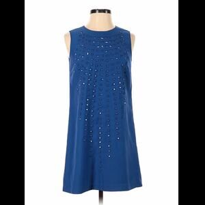 Karta Blue rhinestone sleeveless shift dress, size small